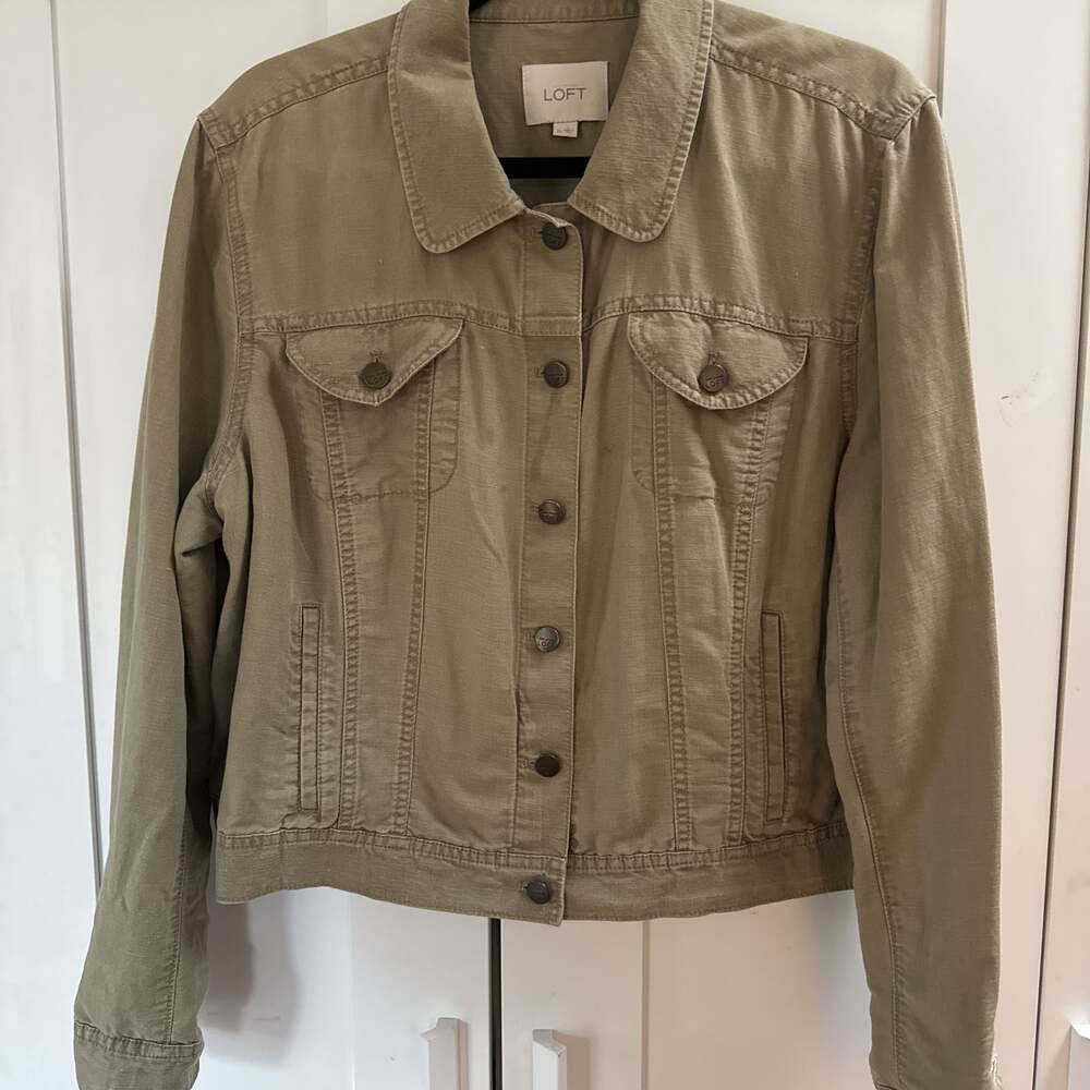 Ann Taylor Loft Women's Corduroy Jacket Off White Button Up Size 4